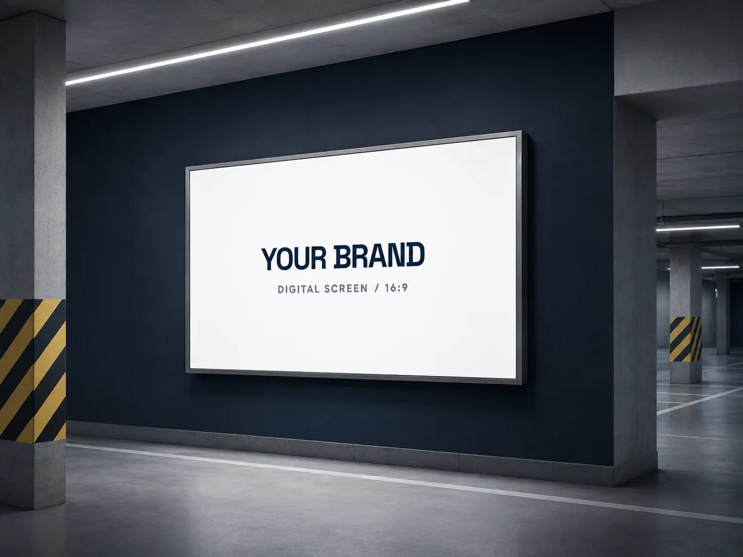 Digital advertising screen inside a parking environment